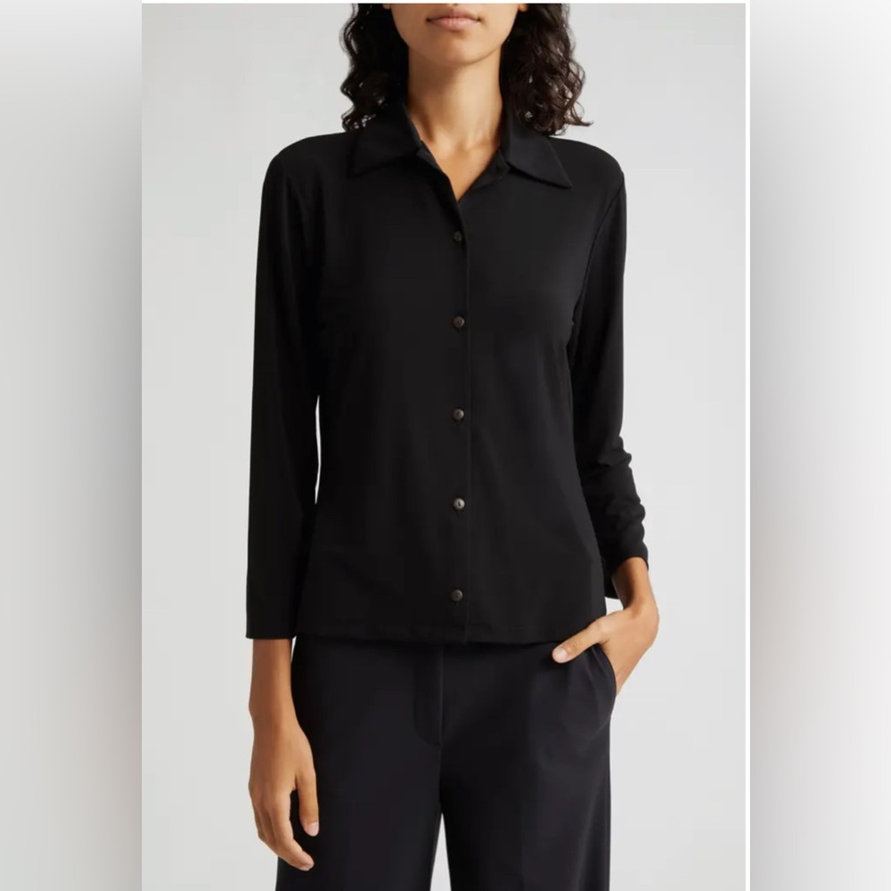 Vince Black Long Sleeve Button Up Collared Shirt